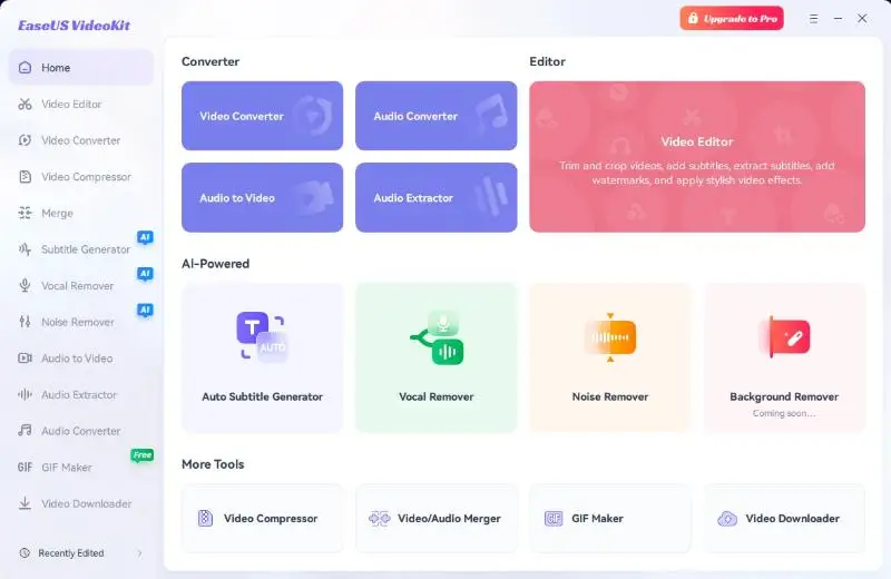 Основной интерфейс конвертера файлов EaseUS Video Converter Основной интерфейс конвертера файлов EaseUS Video Converter
