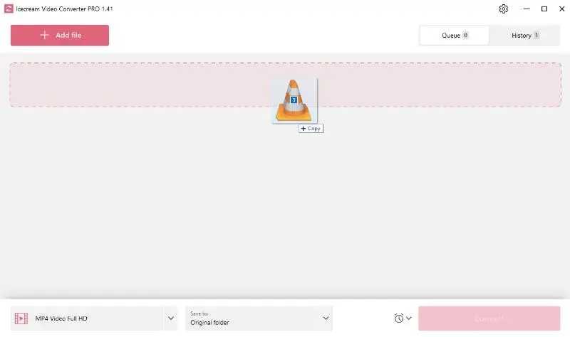 Add SWF to Icecream Video Converter by dragging and dropping it