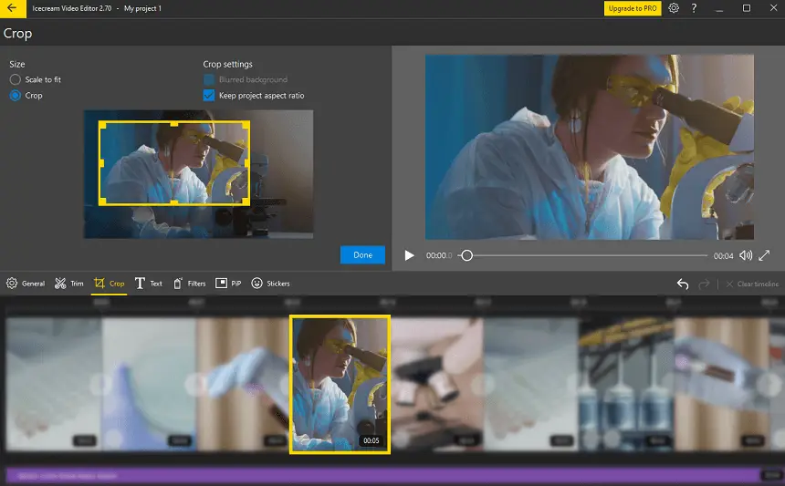 Crop files in video editor Crop files in video editor