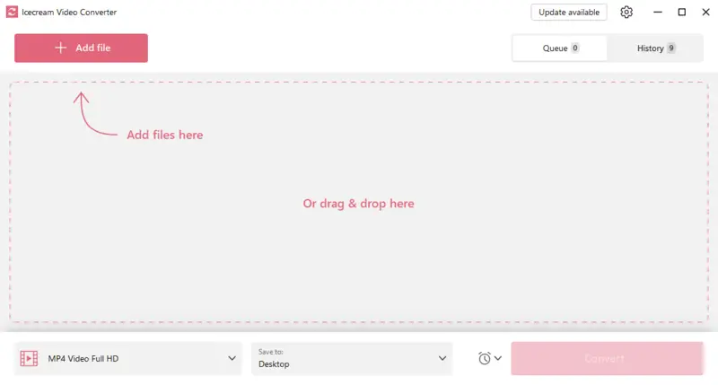 Add files to Icecream Video Converter