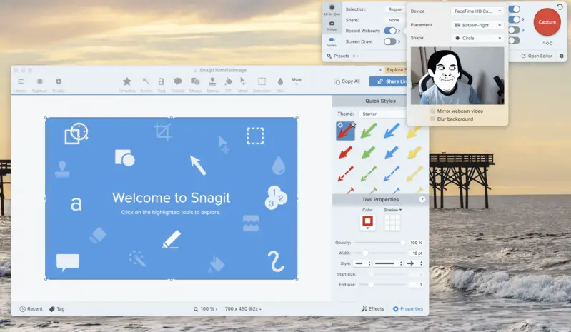 Using Snagit as a webcam recorder