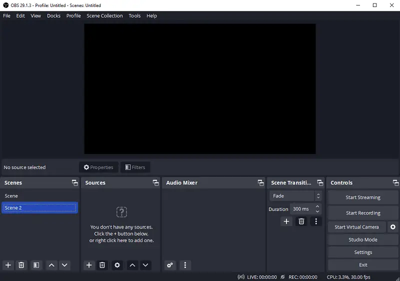 OBS Studio - adding scene OBS Studio - adding scene